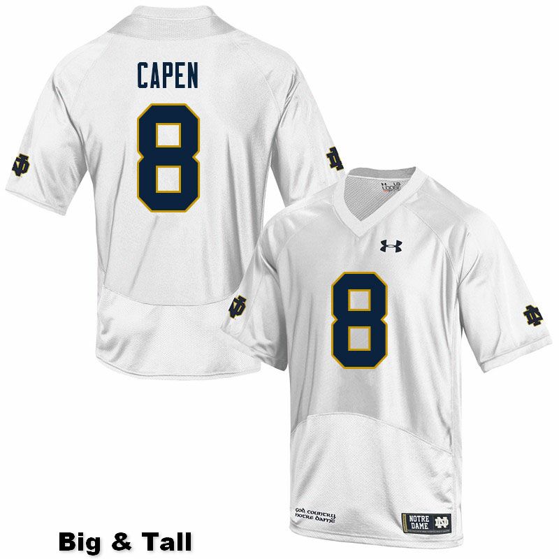 Men's NCAA Notre Dame Fighting Irish #8 Cole Capen Stitched College Under Armour Authentic White Big & Tall Football Jersey DO10W64SM